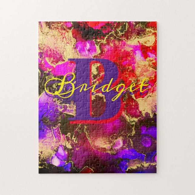 Vild Lila och Fuscia Alcohol Bläck Pussel (Vertikal)