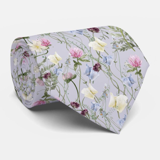 Vild Lilac Flower Blommigt Botanical Neck Tie Slips (Rullad)