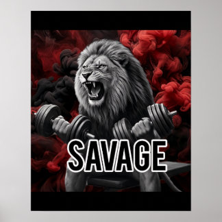 Vild Lions Gym Tränings Fitness Motivation Poster