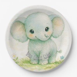 Vild liten elefant neutral grön baby shower