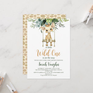 Vild Liten Giraff Könsneutrala Baby Shower Inbjudningar