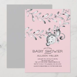 Vild Little Monkey Girls Baby Shower-inbjudan Inbjudningar