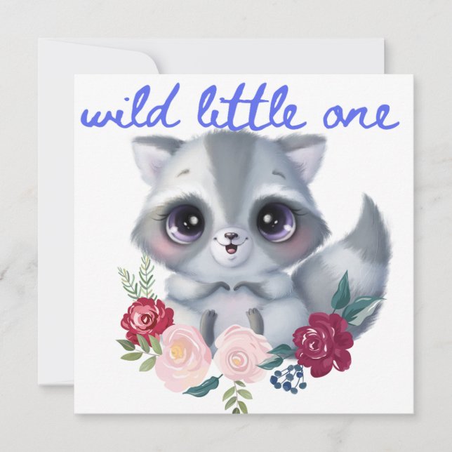 Vild Little One Raccoon Card Inbjudningar (Framsida)