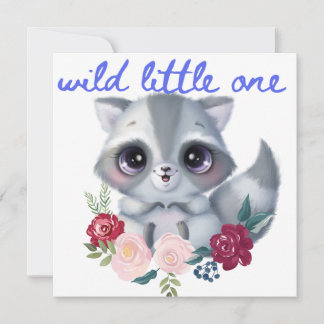 Vild Little One Raccoon Card Inbjudningar