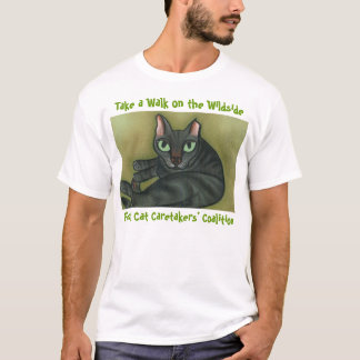 Vild ljus kattT-tröja - - grön bokstäver Tee Shirt