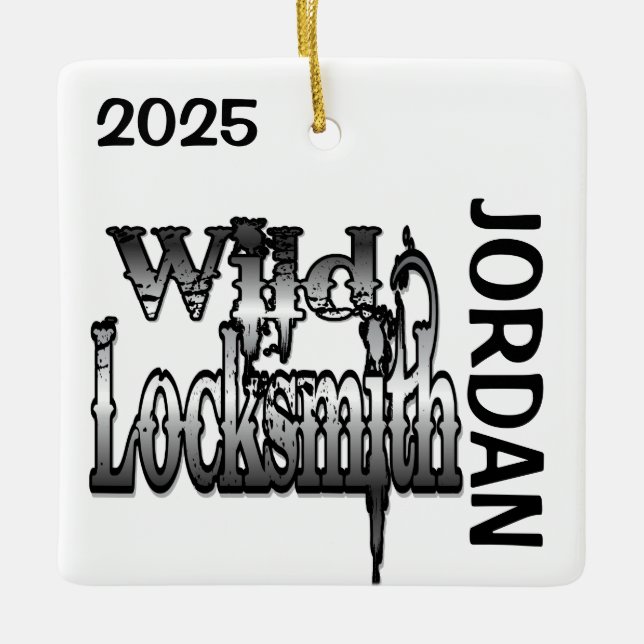 Vild Locksmith-ANPASSNINGSBAR Julgransprydnad Keramik (Framsida)