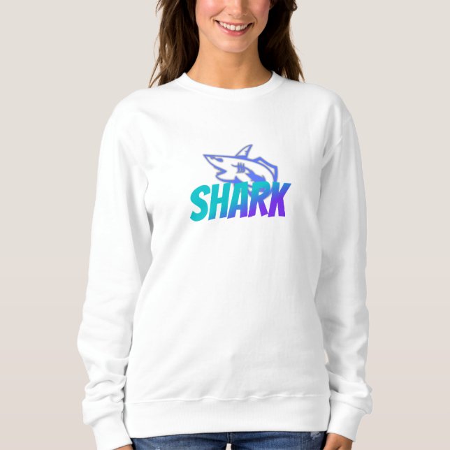 Vild Logo För Haj Med Gradient | Djärva Havet T Shirt (Framsida)