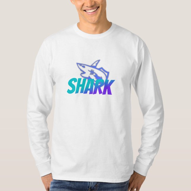 Vild logotyp för haj med gradient | Djärva havet T Shirt (Framsida)