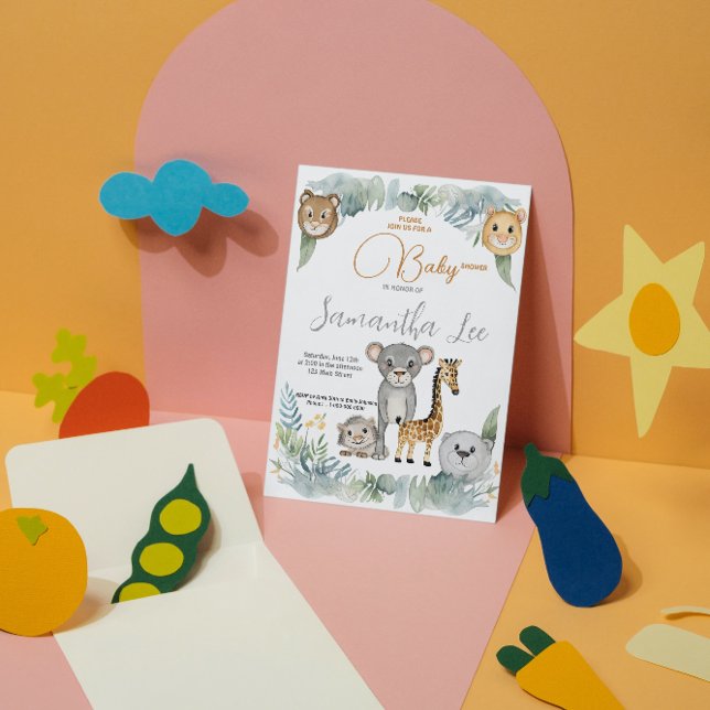Vild lustigt Safari Animals Boys Baby Shower Inbjudningar (Skapare uppladdad)