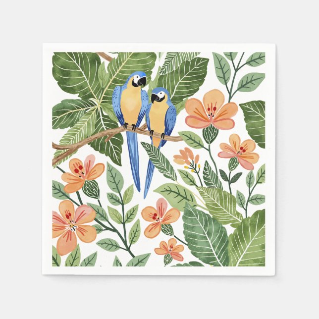 Vild Macaw Jungle Tropical Watercolor Pappersservett (Framsidan)