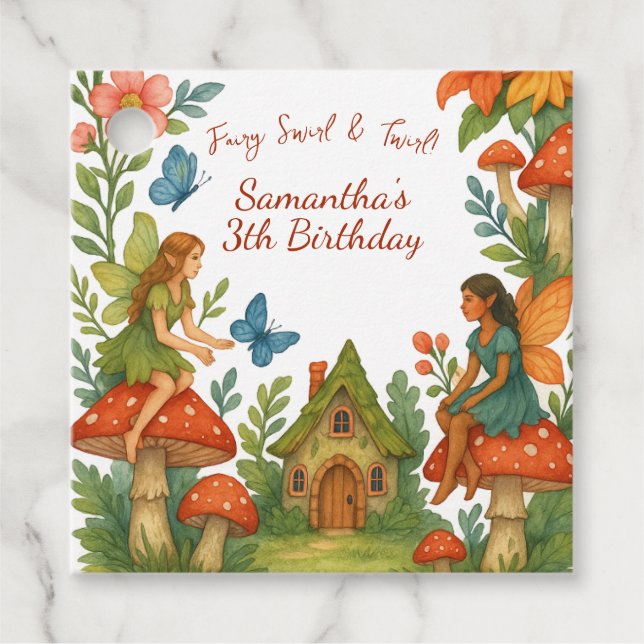 Vild Magic Fairy Garden Födelsedagsfest - Gåvor Etiketter (Framsida)