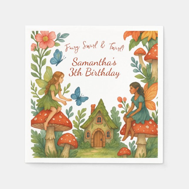 Vild Magic Fairy Garden Födelsedagsfest - Pappersservett (Framsidan)