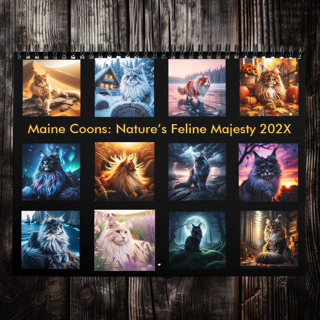 Vild Maine Coons: Naturens Kattdjur Majesty 202X Kalender (Skapare uppladdad)