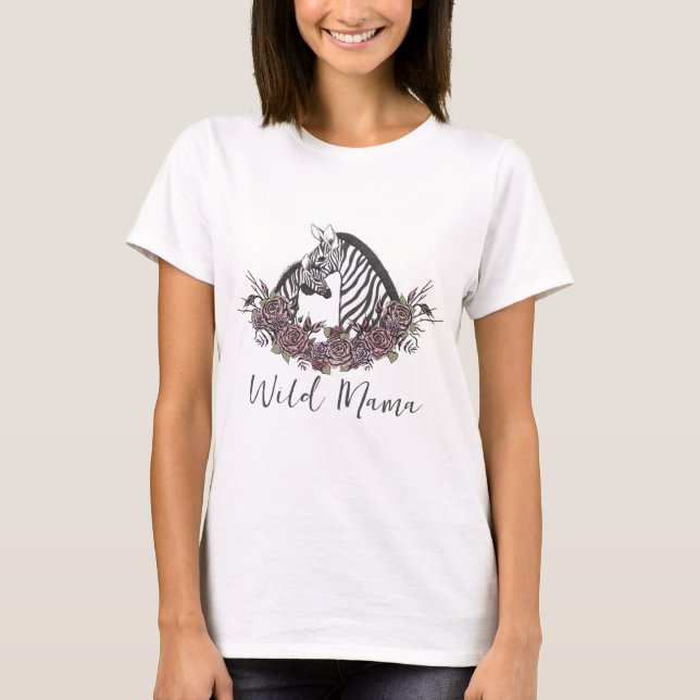 Vild Mama Zebra Safari Bebis Shower Mamma T Shirt (Framsida)