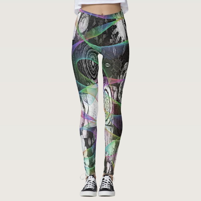 Vild Mandela Abstrakt Designer Leggings (Framsida)
