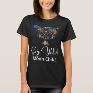 Vild Måne Barn Drömfångare Boho Tribal T Shirt