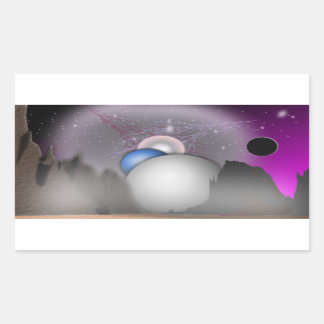 Vild Måne Space Art - Sticker Rektangulärt Klistermärke