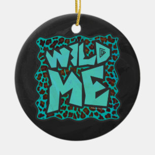 Vild Me Brown och Teal Leopard Design Julgransprydnad Keramik