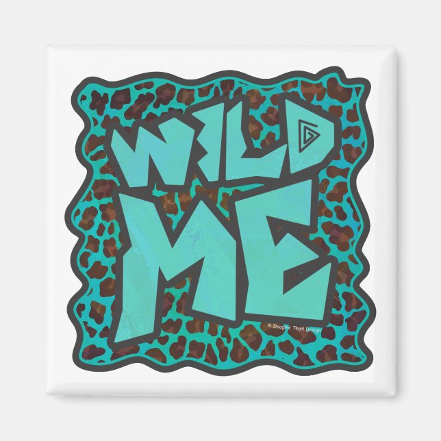 Vild Me Brown och Teal Leopard Design Magnet (Framsidan)