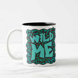 Vild Me Brown och Teal Leopard Design Två-Tonad Mugg