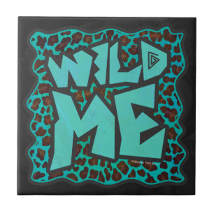Vild Me Brun och Teal Leopard Design Kakelplatta