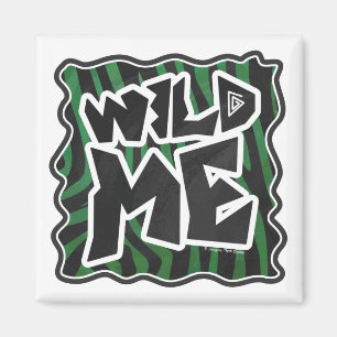 Vild Me-Grönt och svart Zebra mönstrad Magnet