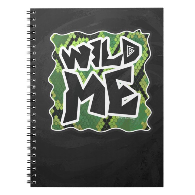 Vild Me Snake Black and Grönt Print Anteckningsbok Med Spiral (Framsidan)