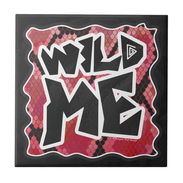 Vild Me Snake Black and Red Print Kakelplatta (Framsidan)