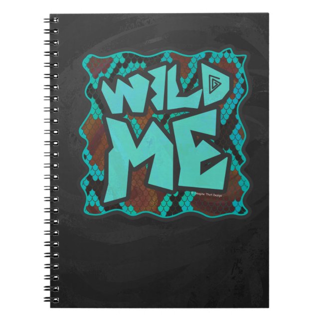 Vild Me Snake Brown och Teal Print Anteckningsbok Med Spiral (Framsidan)