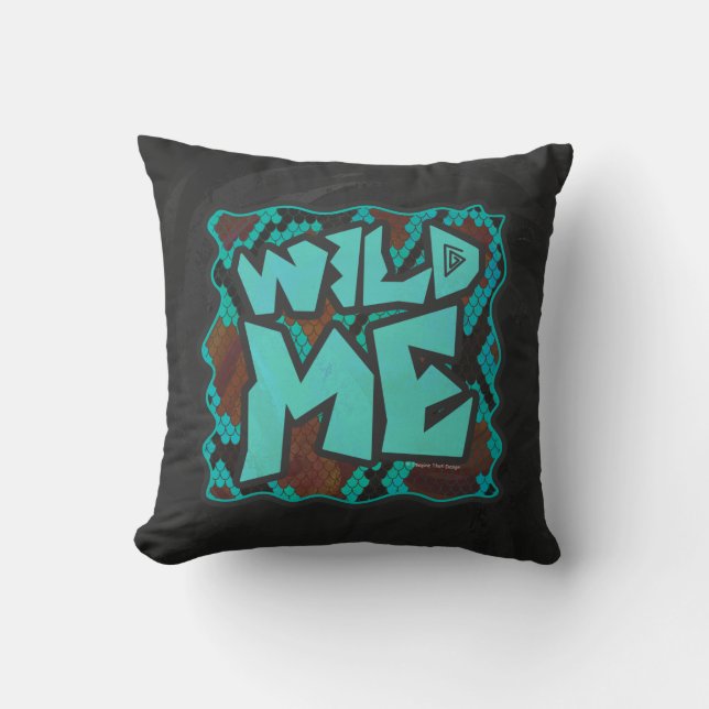Vild Me Snake Brown och Teal Print Kudde (Framsida)