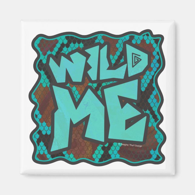 Vild Me Snake Brown och Teal Print Magnet (Framsidan)