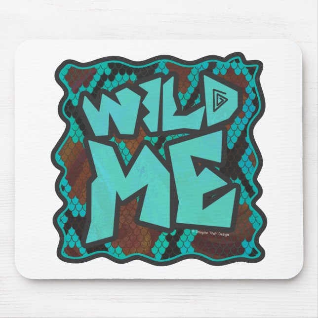 Vild Me Snake Brown och Teal Print Musmatta (Framsidan)