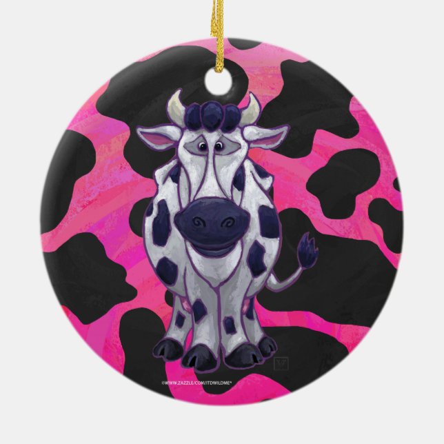 Vild Me Tiger Black and Rosa Julgransprydnad Keramik (Baksidan)
