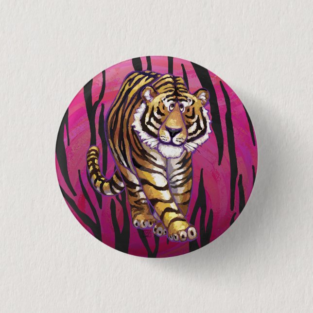Vild Me Tiger Black and Rosa Knapp (Framsida)