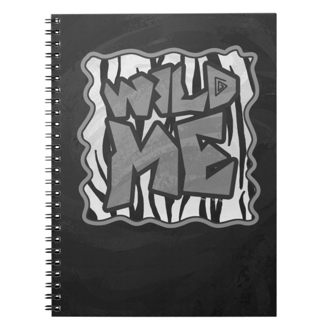 Vild Me Tiger Black and White Print Anteckningsbok (Framsidan)