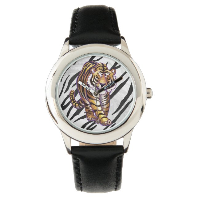 Vild Me Tiger Black and White Print Armbandsur (Framsida)