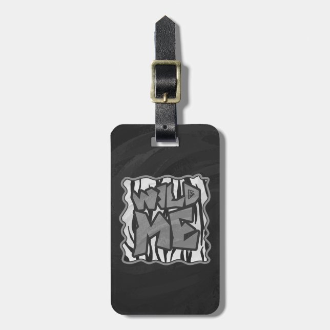 Vild Me Tiger Black and White Print Bagagebricka (Vertikal Framsida)