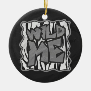 Vild Me Tiger Black and White Print Julgransprydnad Keramik
