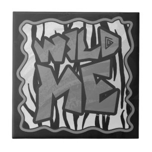 Vild Me Tiger Black and White Print Kakelplatta