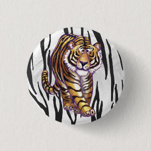 Vild Me Tiger Black and White Print Knapp
