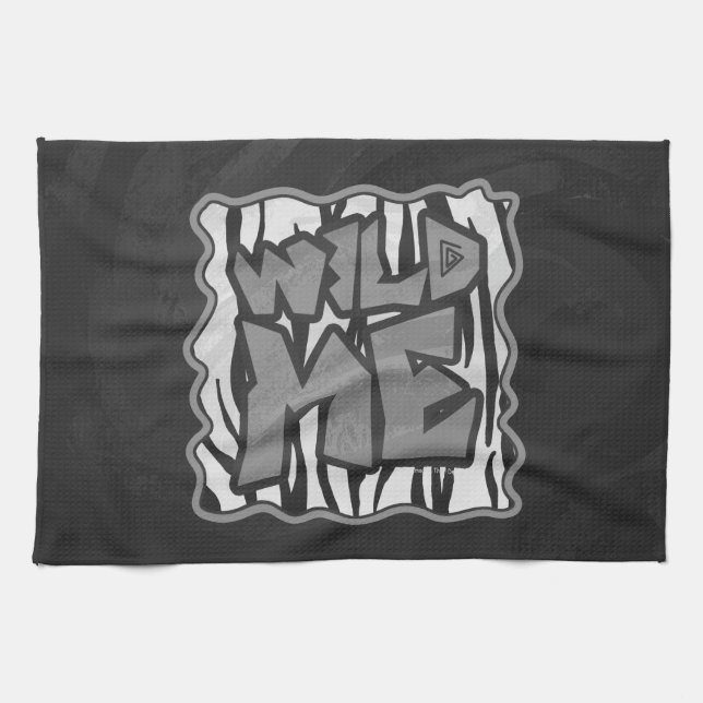 Vild Me Tiger Black and White Print Kökshandduk (Horisontell)