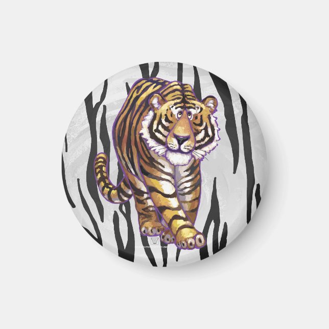 Vild Me Tiger Black and White Print Magnet (Framsidan)