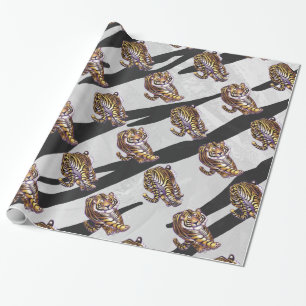 Vild Me Tiger Black and White Print Presentpapper