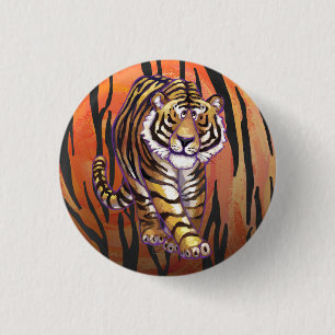 Vild Me Tiger Hett orange och svart utskrift Knapp