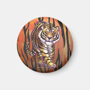 Vild Me Tiger Hett orange och svart utskrift Magnet