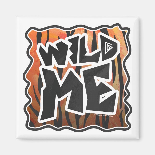 Vild Me Tiger Hett orange och svart utskrift Magnet (Framsidan)