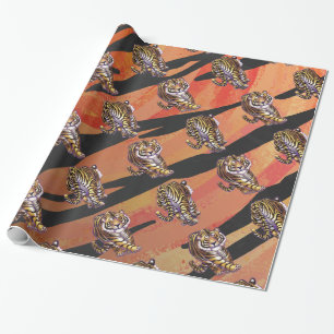 Vild Me Tiger Hett orange och svart utskrift Presentpapper