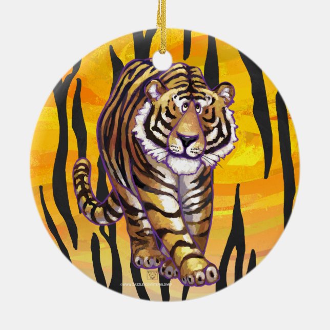 Vild Me Tiger Orange och Black Julgransprydnad Keramik (Baksidan)