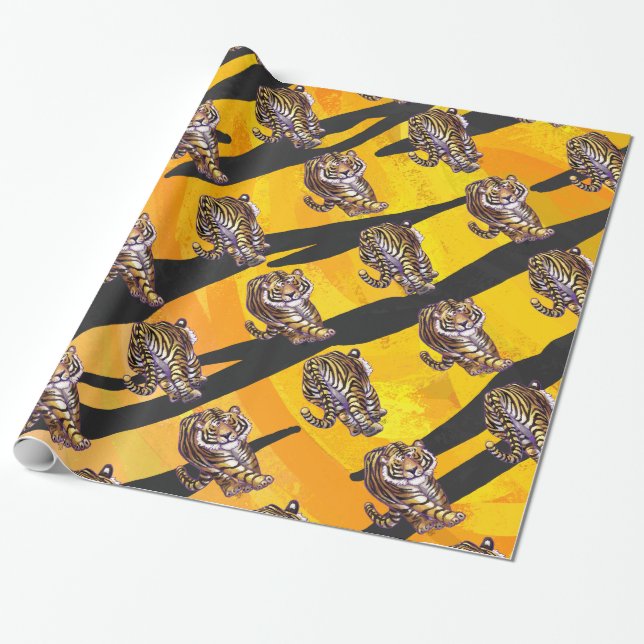 Vild Me Tiger Orange och Black Presentpapper (Utrullad)