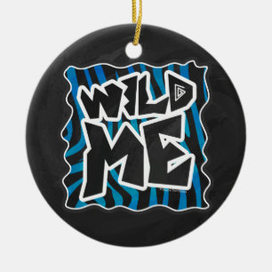 Vild Me Zebra Black och Blue Julgransprydnad Keramik